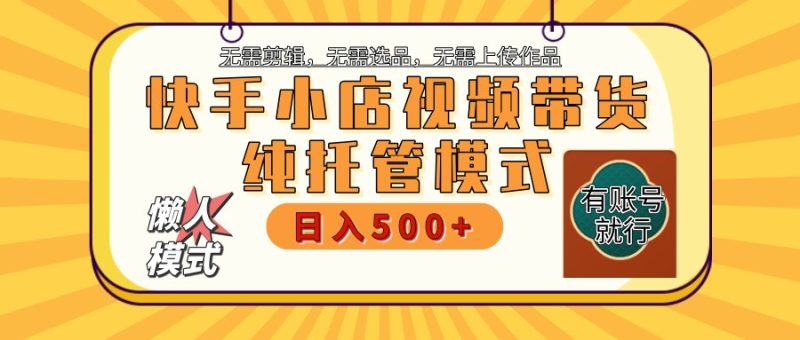 快手小店托管代运营 全程无需操作 二八分成 月入5000+睿集资源栈-网赚项目-副业赚钱-互联网创业-资源整合睿集资源栈