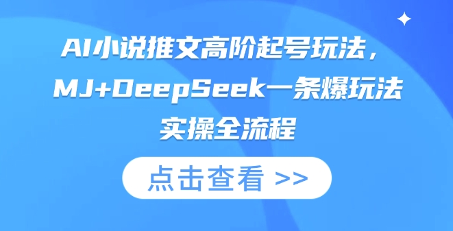 AI小说推文高阶起号玩法，MJ+DeepSeek一条爆玩法实操全流程睿集资源栈-网赚项目-副业赚钱-互联网创业-资源整合睿集资源栈