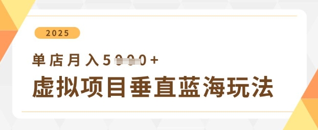 虚拟项目垂直玩法,实现单店月入5k+睿集资源栈-网赚项目-副业赚钱-互联网创业-资源整合睿集资源栈