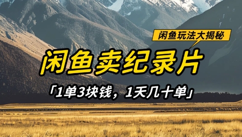 闲鱼卖纪录片1单3块钱,1天几十单,项目稳定有潜力睿集资源栈-网赚项目-副业赚钱-互联网创业-资源整合睿集资源栈