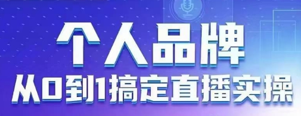 个人品牌：从0到1搞定直播实操，用直播为你的个人品牌赋能，六大实操板块，放大个人影响力睿集资源栈-网赚项目-副业赚钱-互联网创业-资源整合睿集资源栈